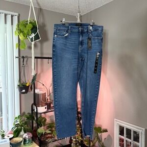 Banana Republic Slim Jeans Womens 31/12 Blue Mid Rise Raw Hem Denim Staple